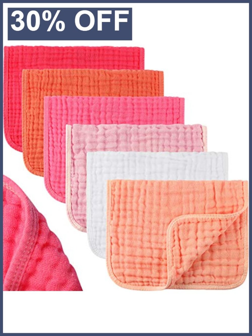 6 Layer Muslin Burp Cloths Cotton Baby Spit Rags Feeding Essential